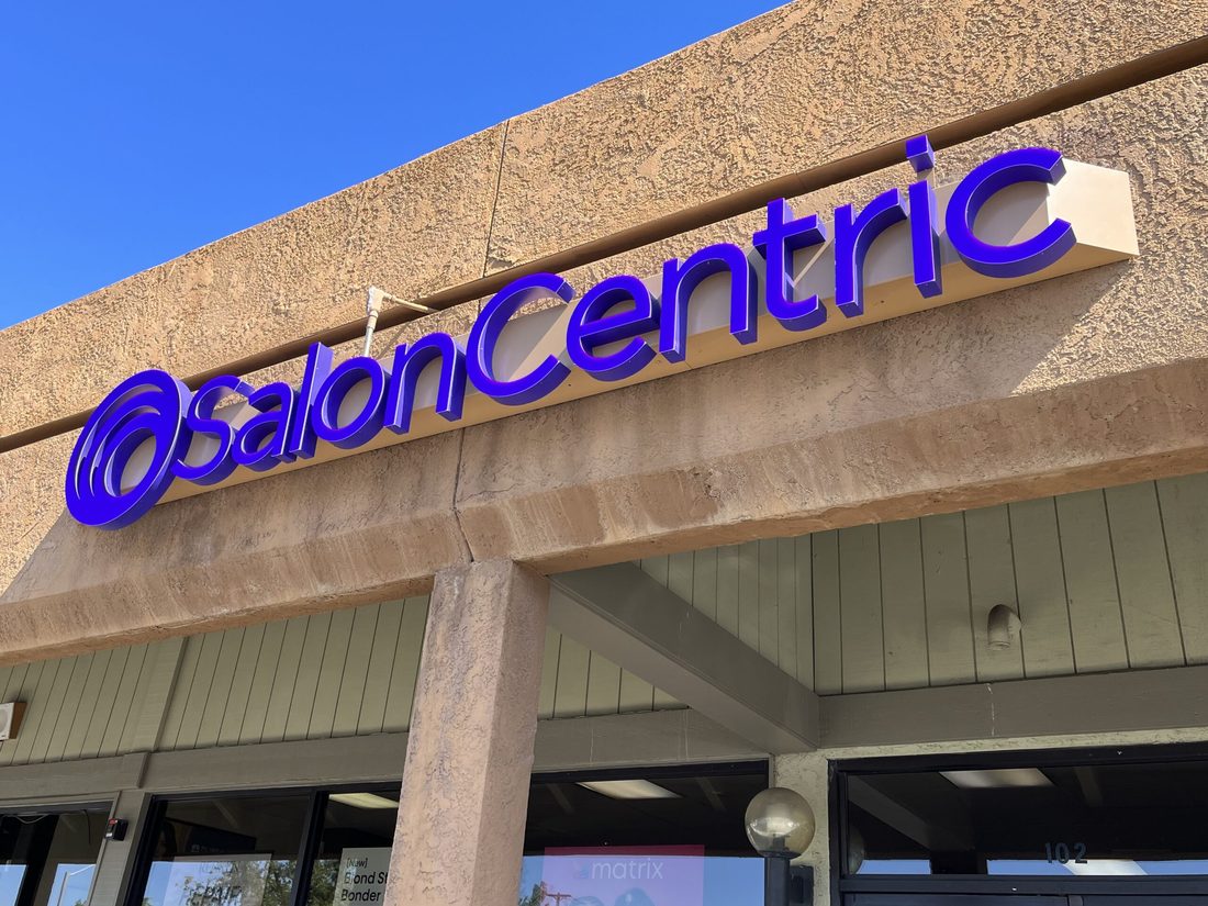 Office channel letter set installed on a building face