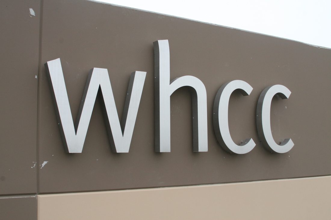 Dimensional logo letters in a corporate lobby